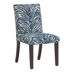 a blue and white zebra print chair