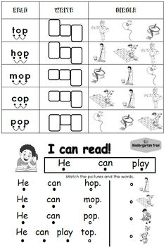 the worksheet for reading and writing words with pictures on it, including an image of