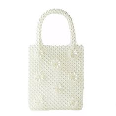 Nwt Zara Woman Pearl Handbag With Flowers Trf Blogger’s Favorite Zara Tote Bags, Zara Purse, Pearl Handbag, Off White Bag, Circle Purse, Flower Handbag, Zara Gold, Jute Tote Bags, Zara Bags