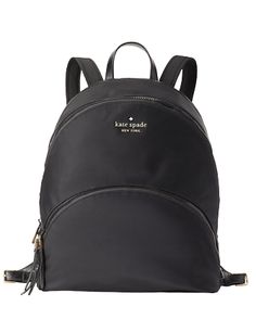 13.5"h x 11"w x 6"dnylontwo way spade jacquard liningbackpack with zip closuredual interior slide pocketsinterior zip pocketexterior zip pocketstyle # wkru6585Color: Black Kate Spade Leather Backpack, Kate Spade Backpack Purse, Minnie Mouse Backpack, Mini Leather Backpack, Kate Spade Backpack, White Backpack, Flap Backpack, Quilted Backpack, Leather Backpack Purse