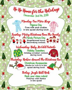 a christmas flyer with holiday items on the front and back, as well as an image of