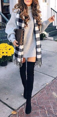 45 Stunning Fall Outfits You Need to Shop Now / 06 #Fall #Outfits Outfit Ideas Cold, Sweatshirt Dress Outfit, Everyday Casual Outfits, Stylish Winter Outfits, Style Goals, Dress Well, Looks Street Style, Trendy Chic