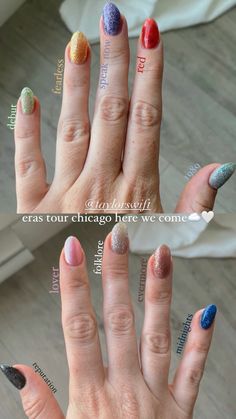 Taylor Swift Red Nail Art, Lover Nails Taylor Swift Simple, Eras Manicure, Eras Tour Manicure, Crochet Eras Tour, Eras Tour Diy Outfits, Eras Tour Nails Ttpd, Mirrorball Nails, Taylor Swift Nails Inspired Eras Tour