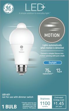 an advertisement for the motion light bulb