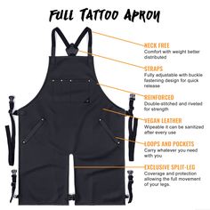 the full tattoo apron features instructions