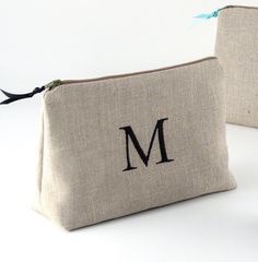 FREE SHIPPING - Personalized Linen Cosmetic Bag // Linen Clutch // Monogrammed Cosmetic Bag //  Linen Makeup Bag Customizable Rectangular Cosmetic Bag, Customizable Everyday Rectangular Cosmetic Bag, Rectangular Monogram Bag For Personal Use, Personalized Rectangular Bag With Zipper Pouch, Personalized Rectangular Travel Cosmetic Bag, Monogrammed Makeup Bags, Bridal Party Bags, Monogram Cosmetic Bag, Bridesmaid Makeup Bag