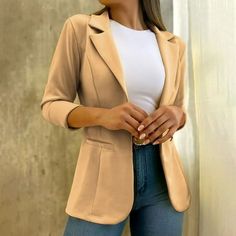 clearance jackets,coats clearance under $10Click Here Usmixi 2023 Winter Womens Blazer Jacket Suit Coat for Women Office Business Lapel Open Front Blazer Jacket Fall Lightweight Long Sleeve Slim Cardigan Outwear with Pocket Up to 65% off Product Description: Season:Fall/Autumn/Winter Gender:Womens,Women,Girl,Girls,Lady,Ladies Occasion:Casual,Trendy,Fashion Material:Cottonblend Style:Casual,Fashion Length:Regular Sleeve Length: Long Sleeve How to wash:Hand wash Cold,Hang or Line Dry What you get:1PC Womens Coat/Winter Jacket Attention plz: Please refer to our size chart before purchasing, thanks. Please allow slight 1-3cm difference due to manual measurement and a little color variation for different display setting 1 inch = 2.54 cm Size Chart Size.: Large Bust: 104cm/40.94'' Sleeve: 61cm/2 Business Professional Attire Women, Linen Blazers Women, White Blazer Women, Business Casual Jacket, Slim Cardigan, Pink Jacket Blazer, Red Blazer Jacket, Business Casual Blazer, Tuxedo Women