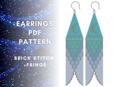 the pattern for earrings is shown in blue and white