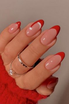 Santa Hat Nails, Cute Simple Nails, Winter Nails Acrylic, Christmas Nails Easy