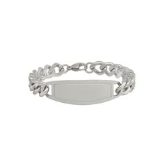 Featuring a stylish grooved ID plate that is perfect for engraving, this stainless steel men's bracelet makes a handsome gift. Featuring a stylish grooved ID plate that is perfect for engraving, this stainless steel men's bracelet makes a handsome gift.Click on this JEWELRY & WATCHES GUIDE to learn about fit, styles, materials and more! Length: 8.25 in. Clasp: lobster claw Metal: stainless steel Finish: polished Packaging: boxed Please note, due to the high value of this item, a signature may be Stainless Steel Bracelet Men, Id Bracelets, Bracelet Making, Mens Bracelet, Jewelry Watches, Stainless Steel, Gifts