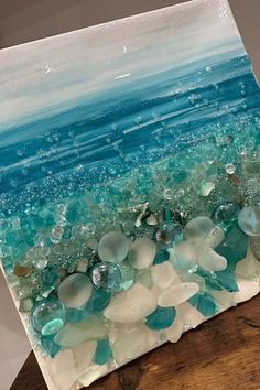 Beach Glass Art Tutorial Glass Art Tutorial, Sea Tiles, Seaglass Beach, 3d Templates, Sea Glass Art Diy, Beach Themed Crafts, Deco Marine