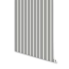 a white and grey striped wallpaper with vertical stripes on it's side,