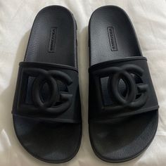 Gently Used Sandals. Includes Dust Bag Dolce Gabbana Shoes, Slides Shoes, Slide Sandals, Dolce And Gabbana, Dust Bag, Women Shoes, Sandals, Women Shopping, Black