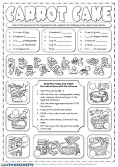 a printable worksheet for children's carot cake