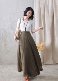 "You'll feel ultra chic and modern wearing the A Line skirt throughout the year, the long skirt will be a prefect on for your summer autumn. DETAIL * More colors available https://etsy.me/3ifY3Py * 50% linen, 50% cotton * Two side pockets * Right Hidden Zipper closure * Back elastic waistband * Maxi linen skirt, long linen skirt, Plus size Skirt, High waist skirt * Ankle length effect * Perfect for Summer, spring and Autumn * Machine Washable in Warm/Cold Water/Do not bleach /Mid-iron /Hang Dry Full Length Solid Cotton Skirt, Full Length Solid Color Cotton Skirt, Full-length Solid Cotton Skirt, Bohemian Long Linen Maxi Skirt, Bohemian Linen Maxi Skirt, Solid Long Linen Skirt, Bohemian Solid Color Flared Maxi Skirt, Solid Color Long Linen Skirt, Solid Bohemian Flared Maxi Skirt