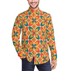 Embrace the spirit of the groovy 70s, disco shirt era with our Groovy 70s Shirt Style, a nod to the iconic 70s clothing style that exudes Hippie Shirt charm. This Multicolor Shirt for Men is designed to transport you back to the era of free-spirited fashion, featuring a vibrant and lively Floral Print that captures the essence of Hippie Style. Crafted from 100% Polyester, this long-sleeved shirt offers both comfort and style. With its multicolor design and absence of a pocket, it showcases a clean and modern interpretation of the 70s aesthetic. Pair it with corduroy pants or wide-leg jeans to complete the retro-inspired look. Perfect for those who appreciate the nostalgia of the 70s, this Groovy 70s Shirt Style is a versatile addition to your wardrobe, seamlessly blending timeless fashion Retro Collared Party Tops, Retro Summer Party Shirt, Retro Orange Cotton Shirt, Fall Retro Shirt With Vintage Print, Cotton Retro Shirt With Retro Print, Retro Fitted Shirt With Vintage Print, Yellow Retro Print Shirt, Cotton Shirt With Retro Print, Retro Cotton Party Tops