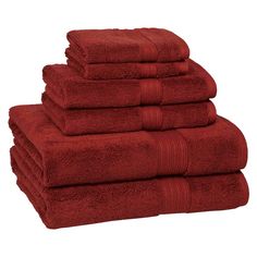 red towels stacked on top of each other