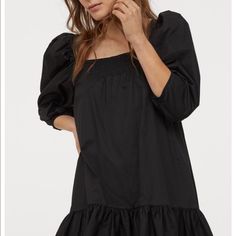 New H&M Black Cute Trendy Blogger Dress H&m Black Mini Dress For Day Out, H&m Knee-length Mini Dress For Day Out, Casual Black Midi Dress From H&m, H&m Black Casual Midi Dress, Casual Black Midi Dress H&m, H&m Black Short Sleeve Mini Dress, Orange Long Sleeve Dress, Tube Midi Dress, Belted Shift Dress