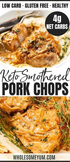 the flyer for keto smothered pork chops