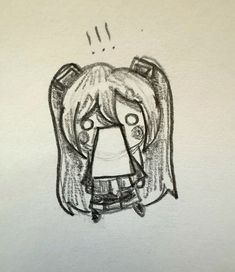 a drawing of a girl with her head in the back of a backpack and an angry expression on her face