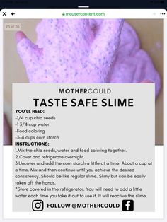 the text reads mother could taste safe slime, and is displayed on an iphone screen