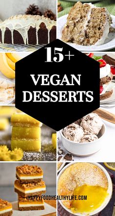 vegan desserts collage with text overlay