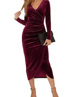 Velvet Style, Purple Midi Dress, Red Velvet Dress, Ruched Midi Dress, Body Con Dress, Velvet Fashion, Red Midi Dress, Black Midi, Bodycon Midi