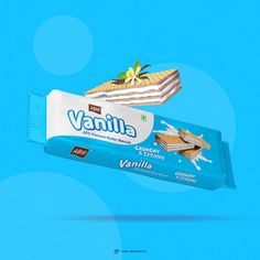 an image of a bar of vanilla on a blue background