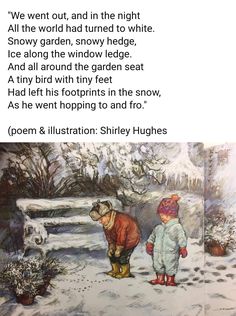 two children are standing in the snow and one is looking at something on the ground