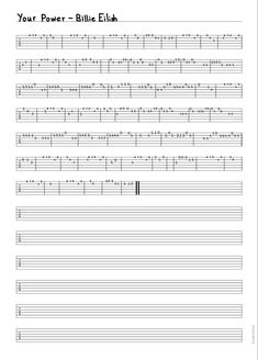 sheet music with the words, your power - bille elk