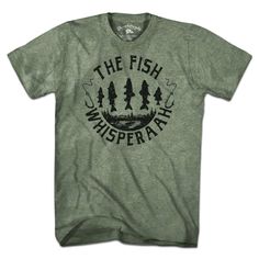 The Fish Whisperaah T-Shirt Everyone knows one. The guy or gal that seems to reel in a fish just as soon as they cast. They're the go-to for advice on where the fish are biting and what bait to use. They're a Fish Whisperaah, and if you're smaaht you'll follow their advice. The perfect tee to add to your fishin' ensemble. Wear it while you talk about the time you caught one "THIS big!". Fish Shirt Design, Fish Print Crew Neck Top For Fishing, Affordable Casual Fish Print T-shirt, Unisex Pajamas, Graphic Print Short Sleeve T-shirt For Fishing, Kids Gear, Short Sleeve Fish Print T-shirt For Fishing, Sports Tees, Fishing T Shirts