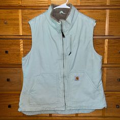 Sky Blue Carhartt Women’s Mock Neck Sherpa Lined Vest Is Beautifully Faded And Broken In Vest Is Ready For Hard Work And Any And All Of Your Adventures! Lined In Warm, Snugly Sherpa, This Vest Is Great For Layering. Steam Sanitized For Your Peace Of Mind. Euc Carhartt Jackets, Carhartt Womens, Carhartt Women, Sherpa Lined, Mock Neck, Jackets & Coats, Jackets For Women, Blue, Women Shopping