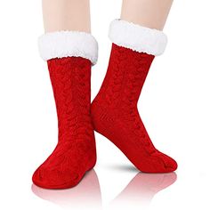 DURABLE & ANTI-SKID SOLEWarm fuzzy socks for women, slipper socks with grippers. Silicon rubber grips bottoms to prevent slipping and sliding. Indoor anti-skid aloe infused socks are elastic and perfectly suitable for your feet.SIZE & PACKINGFuzzy socks with grips for women, warm fuzzy socks for women. One size fits all socks, easy to slip on and off, suitable for women's shoe size 5-10; 1 pair of fuzzy slipper socks comes in a plastic bag.QUALITY MATERIALWinter socks for women, cabin so House Socks, Cabin Socks, Red Socks, Color Socks, Womens Sherpa, Holiday Socks, Fluffy Socks, Zippered Bag, Fuzzy Slippers