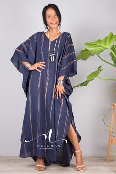 "Tie dye kaftan dress, Plus size caftan dress, Long navy blue maxi dress, resort kaftan, summer kaftan, loose fit dress, oversized dark blue cotton dress PRODUCT SIZE : One Size Fits Most up to size US 2XL These are the exact measurements from the dress, measured whilst laying flat >> * Chest : up to 52\" * Waist : 52\" * Hips : 52\" * Sleeve length from neckline to hem : 17\" * Length 54\" * Split : 25\" from hem upwards Lines and tone vary slightly from dress to dress as they are all uniquely Women Kaftan Styles, Resort Kaftan, Blue Caftan, Tie Dye Kaftan, Summer Kaftan, Plus Size Navy, Loose Fit Dress, Navy Blue Maxi Dress, Blue Cotton Dress