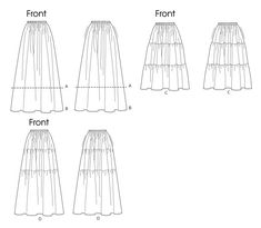 the front, back and side views of a skirt