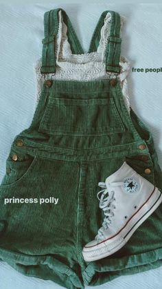 Outfit Inspo With Stores, Summer Fits Overalls, Different Aesthetic Clothes Styles, Good Rainy Day Outfits, Happy Clothes Aesthetic, Concert Outfit Granola, Green Corduroy Overalls, Overalls Outfit Concert, Cute Music Festival Outfits