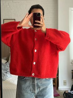 Ribbed Highneck - Wasabi Grandma Vibes, Chunky Sweater Cardigan, Casual Chique, Modern Color Palette, Paris Mode, Red Cardigan, Ropa Diy, Chunky Knit Cardigan, Stil Inspiration