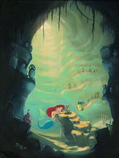 Disney Limited Edition: Treasure Trove Giclée On Canvas Rob Kaz Disney Fine Art, Images Disney, Art Medium, Disney Ariel, Old Disney, Pinturas Disney, Ariel The Little Mermaid, Disney Films, Disney Fan Art