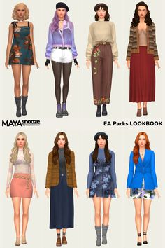 many different types of women's clothing for the simse game, may 2009