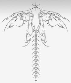 a drawing of a bird with wings and stars on it's back, against a white background