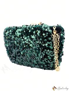 BirdinBag - Chic Sequin Mini Box Bag with Metal Bow Detail - Perfect for Parties Metal Bow, Mini Box, Sequin Mini, Box Bag, Green Bag, Bow Detail, Evening Bags, Sequin, Bag Lady