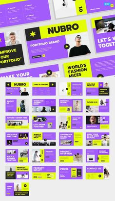 the purple and yellow website design is displayed on top of each other, with an image of