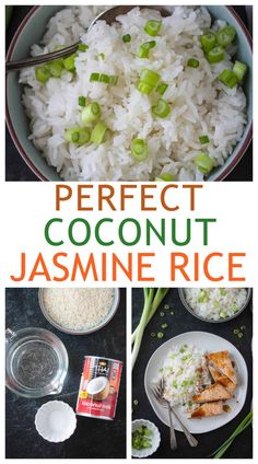 Easy Coconut Jasmine Rice Coconut Jasmine Rice, Orange Cauliflower, Sweet Potato Curry, Spiced Chickpeas, Creamy Rice, Garlic Green Beans, Chickpea Stew, Coconut Rice, Green Curry