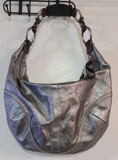 Coach Metallic Grey Leather Hobo Shoulder Handbag Vintage Y2K Metal Hardware   | eBay Daily Use Shoulder Bag With Silver-tone Hardware, Everyday Handheld Satchel With Silver-tone Hardware, Handheld Satchel With Silver-tone Hardware For Everyday Use, Everyday Use Handheld Satchel With Silver-tone Hardware, Daily Use Double Handle Shoulder Bag With Silver-tone Hardware, Everyday Double Handle Hobo Bag With Silver-tone Hardware, Everyday Shoulder Bag With Silver-tone Hardware, Handheld Shoulder Bag With Silver-tone Hardware For Travel, Trendy Leather Hobo Bag