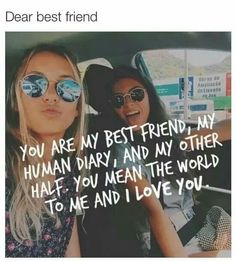 For my other half, love you. Human Diary, National Best Friend Day, Best Friend Day, Dear Best Friend, Besties Quotes, Friends Day, 10th Quotes, Best Friends Quotes, Sister Quotes