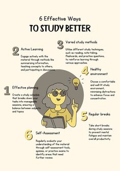 a poster with the text 6 effective ways to study better