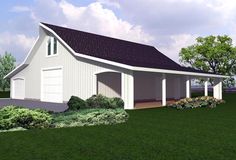 this is an artist's rendering of a two - car garage in the country