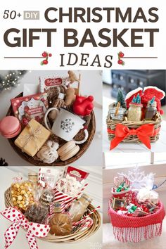 Get inspired with 50+ unique DIY Christmas gift baskets for everyone! These Christmas gift basket ideas include creative and inexpensive options for family, friends, and neighbors. Diy Christmas Baskets Gifts, Family Gift Basket Ideas For Christmas, Women Gift Basket Ideas, Diy Christmas Gift Basket Ideas, Diy Spa Gifts Baskets, Personalized Gift Basket, Gift Basket Christmas