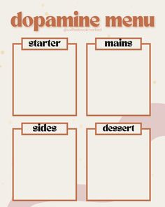 <> I’ve been seeing this all over TikTok recently so of course I wanted to create my own dopamine menu. A dopamine menu is a new journaling technique that lists a bunch of activities that gives you those “feel-good” emotions. What’s on your dopamine menu? Swipe for templates! 👉🏽 More templates available on my blog! 🔗 coffeebookmarked.com 🏷️ #journaling #journalideas #DopamineMenu #journalprompts #coffeebookmarked Menu Template