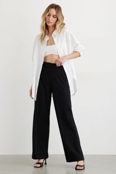 Yasmin Straight Leg Pants Jet Black Beige One Piece, Semi Formal Wear, Straight Leg Pant, Summer Pants, Slim Fit Pants, Pants Straight, Straight Pants, Staple Pieces, Straight Leg Pants